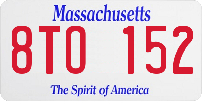 MA license plate 8TO152