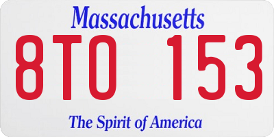 MA license plate 8TO153
