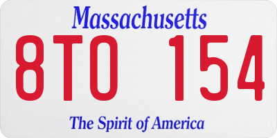 MA license plate 8TO154
