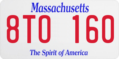MA license plate 8TO160