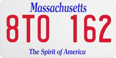 MA license plate 8TO162