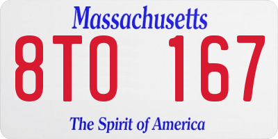 MA license plate 8TO167