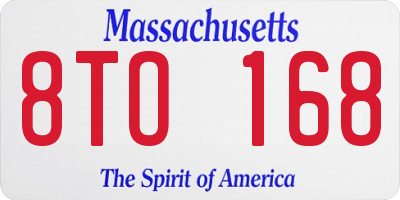 MA license plate 8TO168