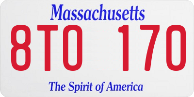 MA license plate 8TO170