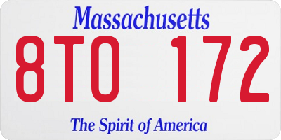 MA license plate 8TO172