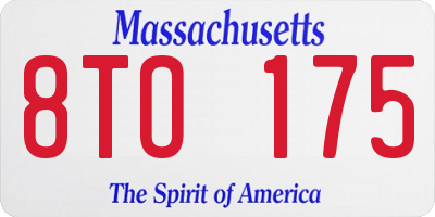 MA license plate 8TO175