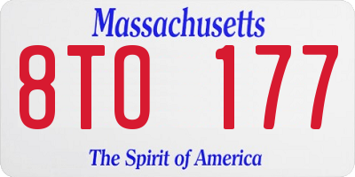 MA license plate 8TO177