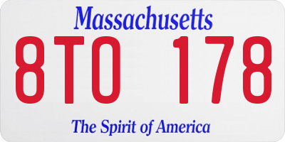 MA license plate 8TO178