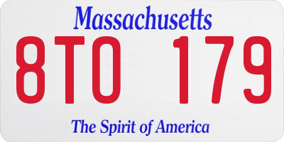 MA license plate 8TO179