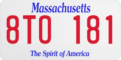 MA license plate 8TO181