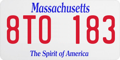 MA license plate 8TO183