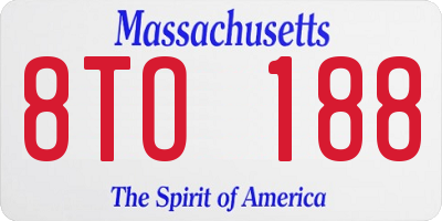 MA license plate 8TO188
