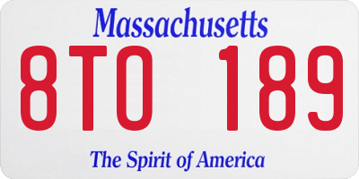 MA license plate 8TO189