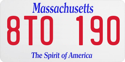 MA license plate 8TO190