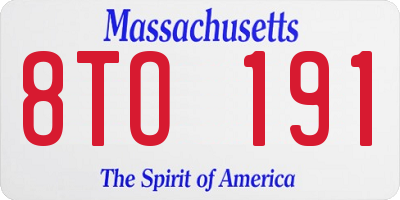 MA license plate 8TO191