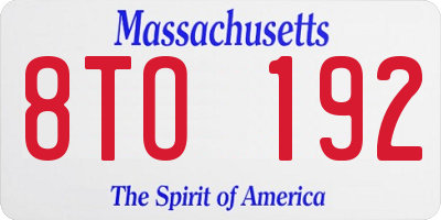 MA license plate 8TO192