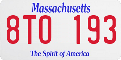 MA license plate 8TO193