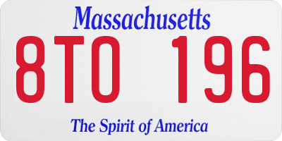 MA license plate 8TO196