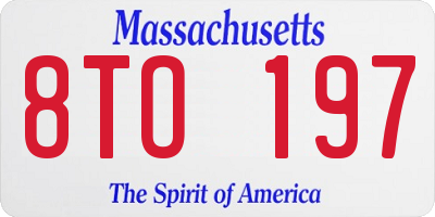 MA license plate 8TO197