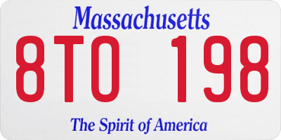 MA license plate 8TO198