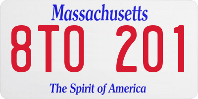 MA license plate 8TO201