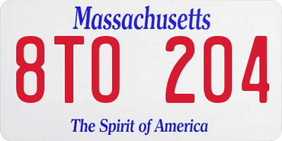 MA license plate 8TO204