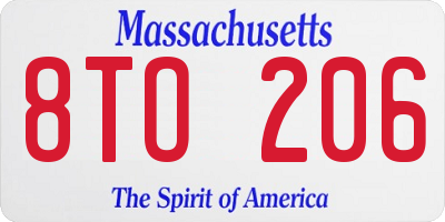 MA license plate 8TO206