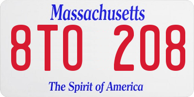 MA license plate 8TO208