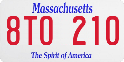 MA license plate 8TO210