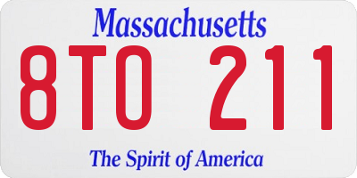 MA license plate 8TO211