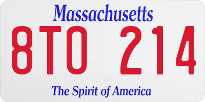 MA license plate 8TO214