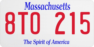 MA license plate 8TO215