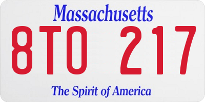 MA license plate 8TO217
