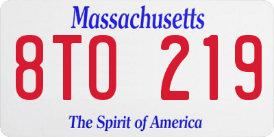 MA license plate 8TO219