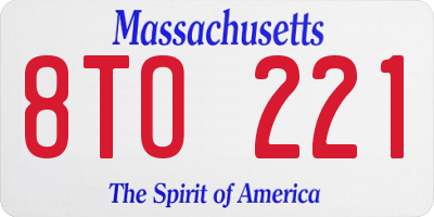 MA license plate 8TO221