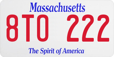 MA license plate 8TO222