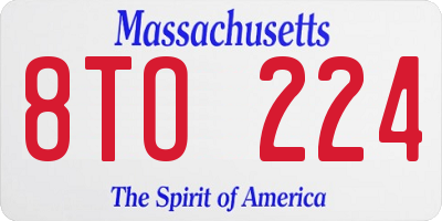 MA license plate 8TO224