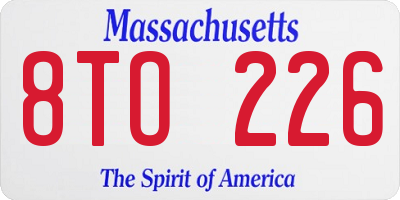 MA license plate 8TO226