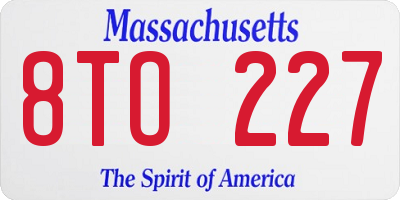 MA license plate 8TO227