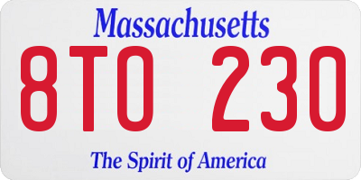 MA license plate 8TO230