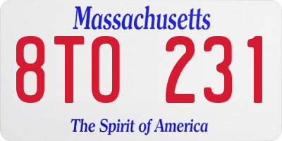 MA license plate 8TO231
