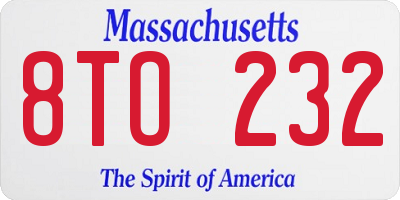 MA license plate 8TO232