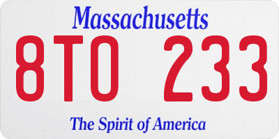 MA license plate 8TO233
