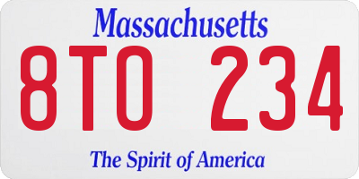 MA license plate 8TO234