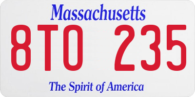 MA license plate 8TO235