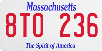 MA license plate 8TO236
