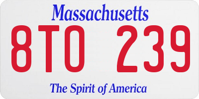 MA license plate 8TO239