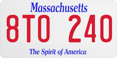 MA license plate 8TO240