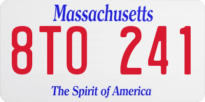 MA license plate 8TO241