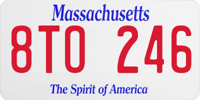 MA license plate 8TO246
